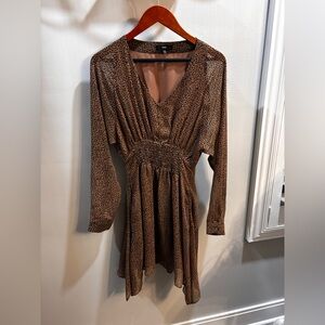 Fate Leopard Print Long Sleeve Dress